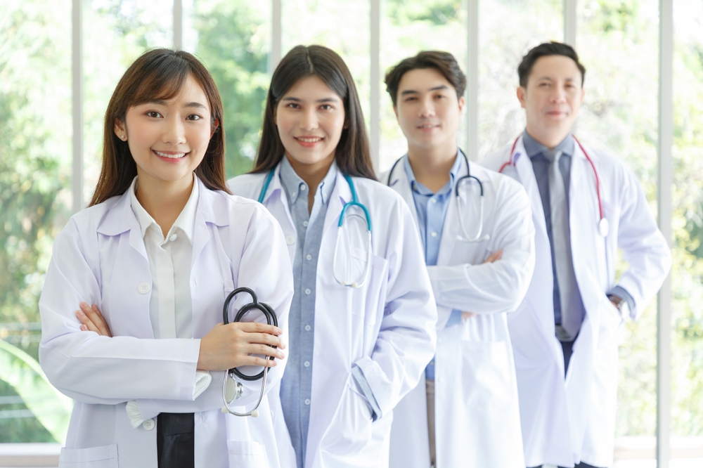 Global medical team collaborating via video conference